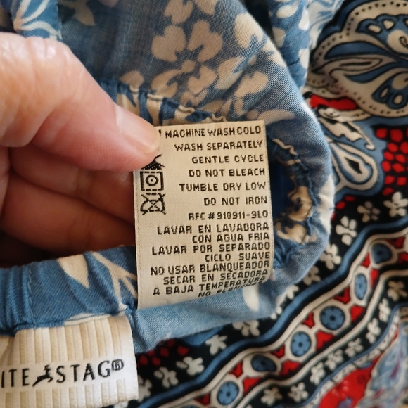 Vintage White Stag Blue and Red Tiered Maxi Skirt Sz Large - Picture 9 of 9